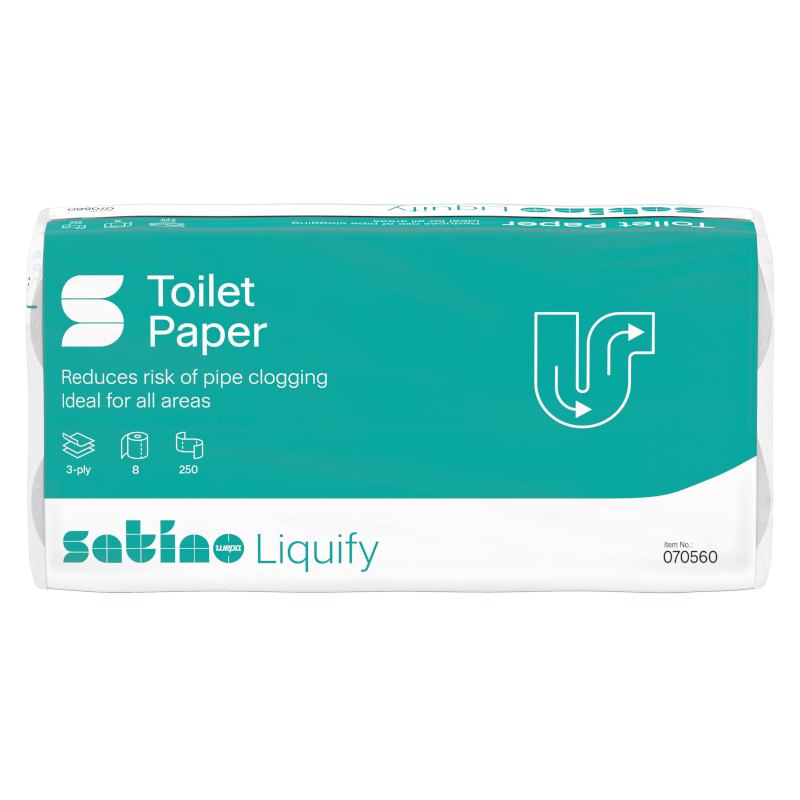 Eine Packung Satino liquify Camping Toilettenpapier.